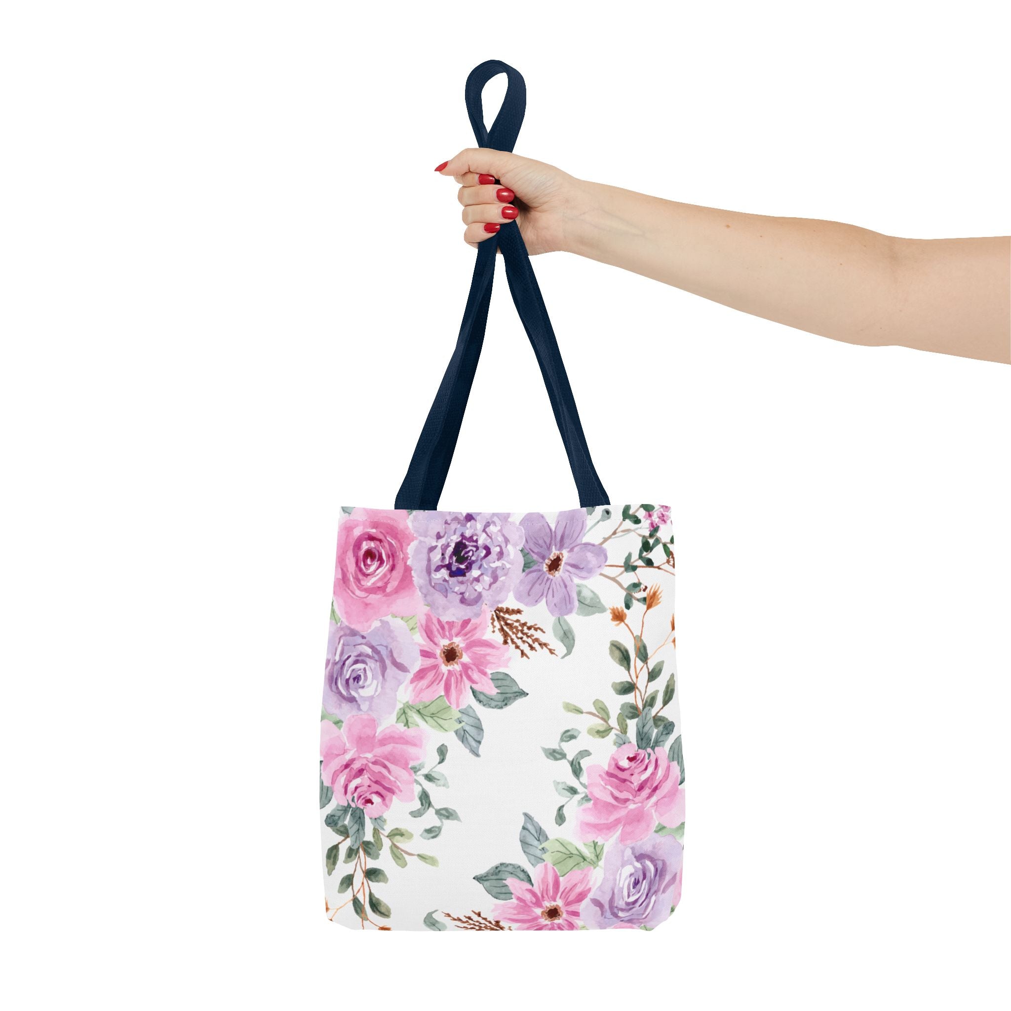 Floral Watercolor Tote Bag — Pink & Lavender Roses All-Over Print