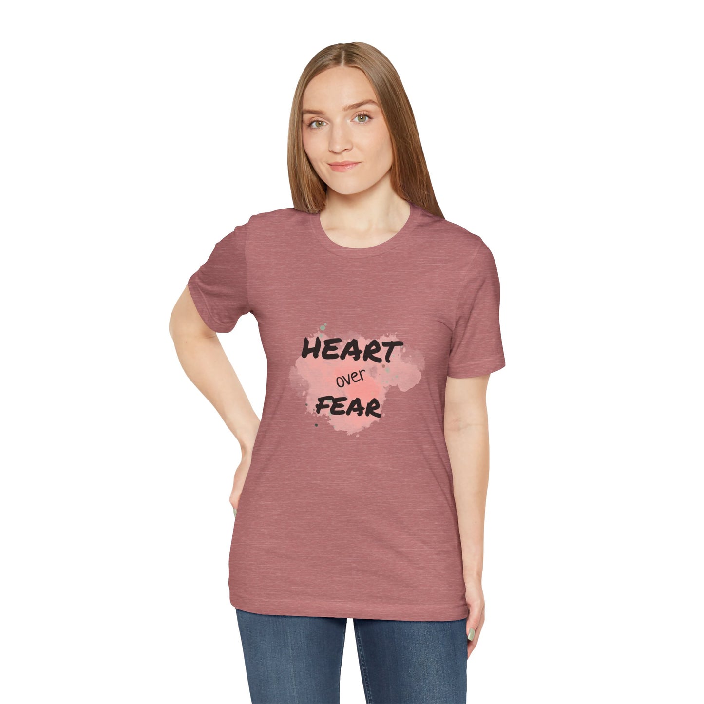 Heart Over Fear T‑Shirt — Inspirational Pink Watercolor Graphic Tee