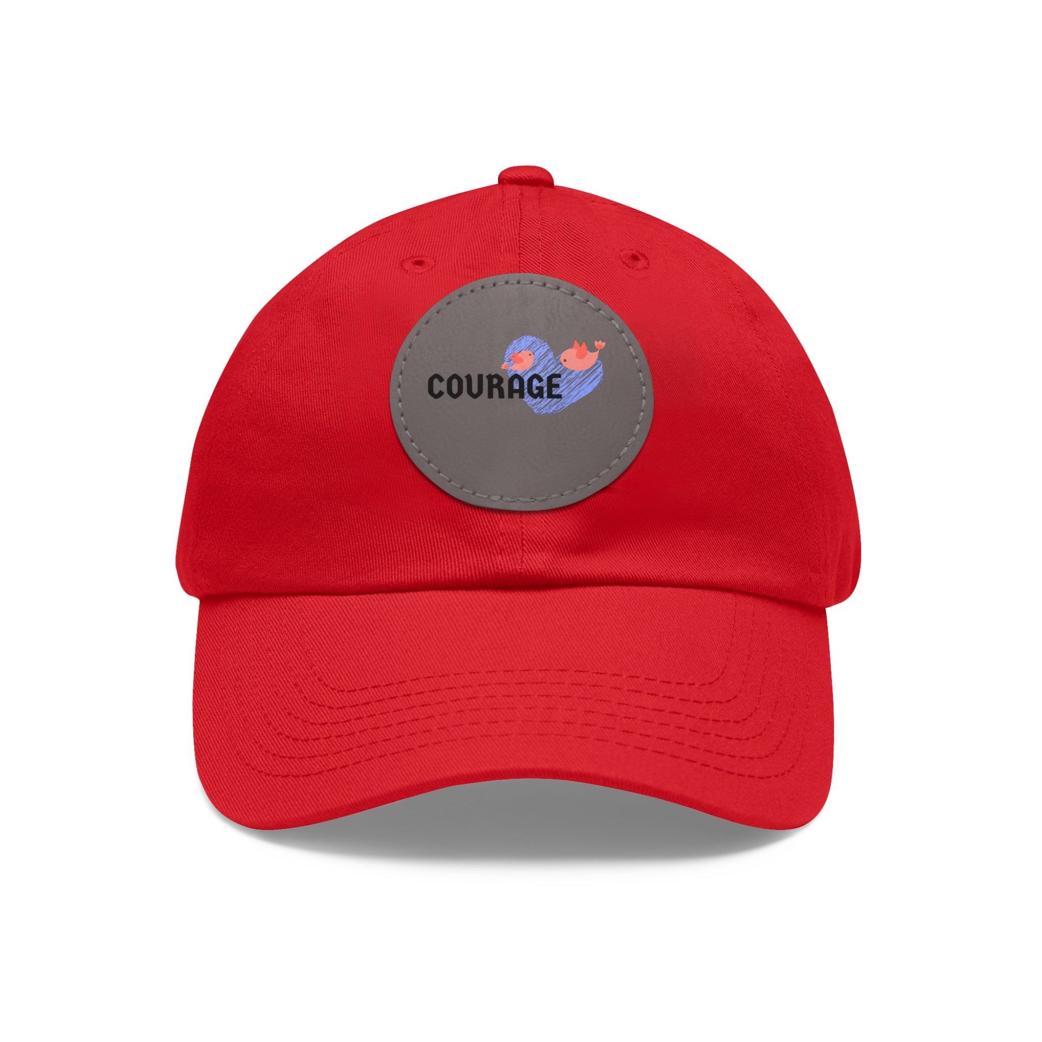 Courage Leather Patch Dad Hat — Inspirational Embroidered Whale Design