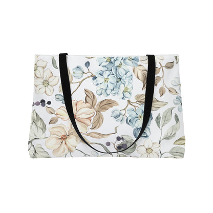 Floral Weekender Tote Bag — Watercolor Botanical Travel Bag
