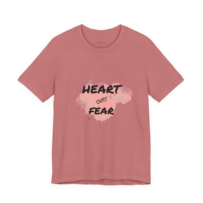 Heart Over Fear T‑Shirt — Inspirational Pink Watercolor Graphic Tee