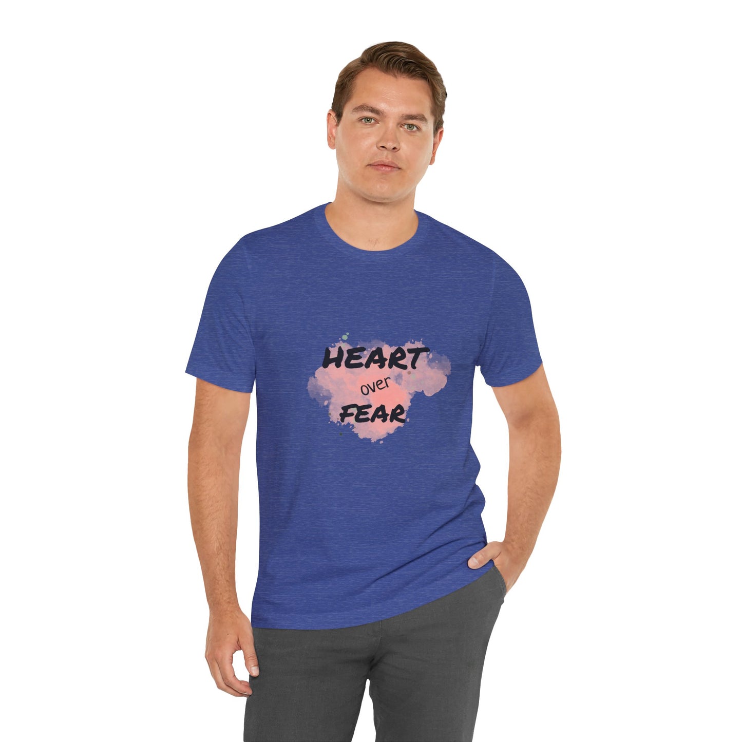 Heart Over Fear T‑Shirt — Inspirational Pink Watercolor Graphic Tee