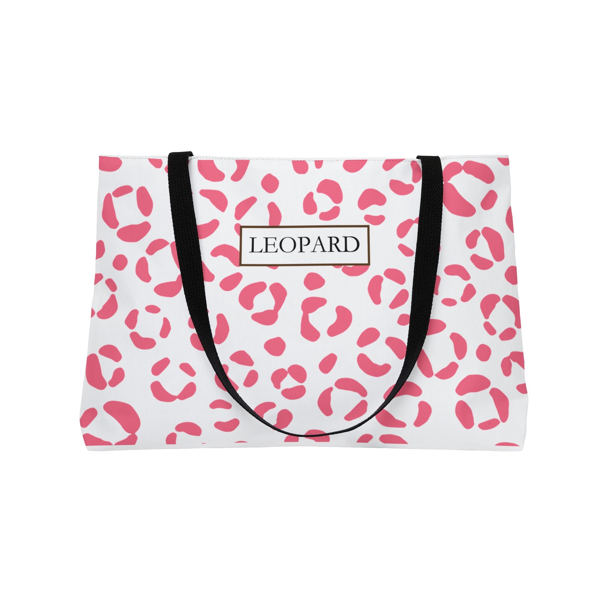 Pink Leopard Print Weekender Tote Bag — "LEOPARD" Pattern Travel Beach Bag