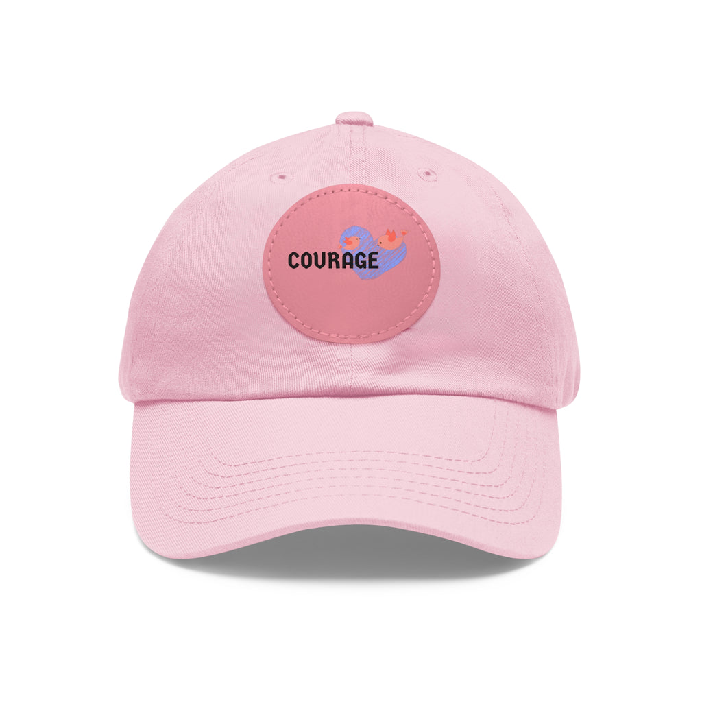 Courage Leather Patch Dad Hat — Inspirational Embroidered Whale Design