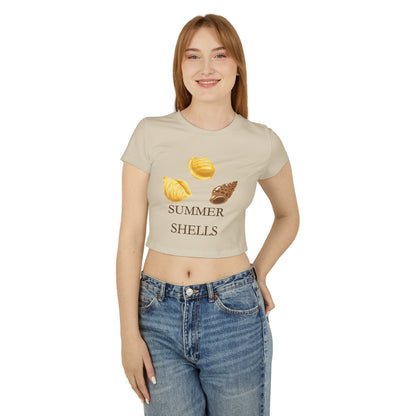 Summer Shells Women's Baby Tee — Beachy Seashell Graphic Crop Top