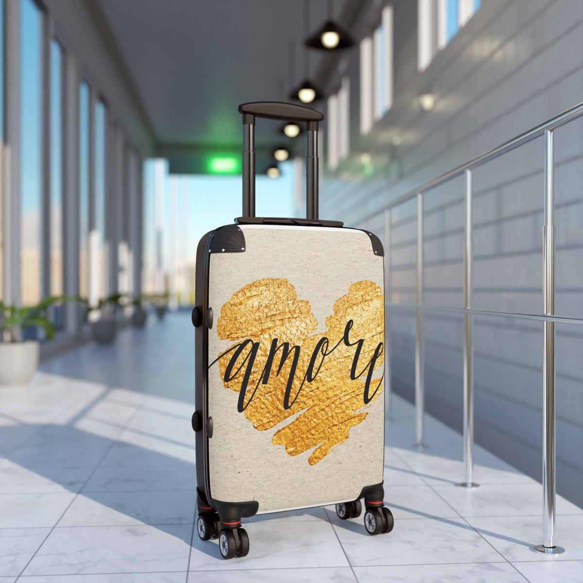 Amore Heart Suitcase — Romantic Gold Heart Carry-On Luggage
