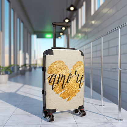 Amore Heart Suitcase — Romantic Gold Heart Carry-On Luggage