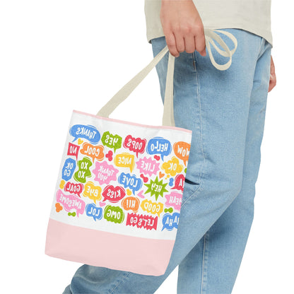 Speech Bubble Pattern Tote Bag — Colorful Cute Chat Word Art Tote