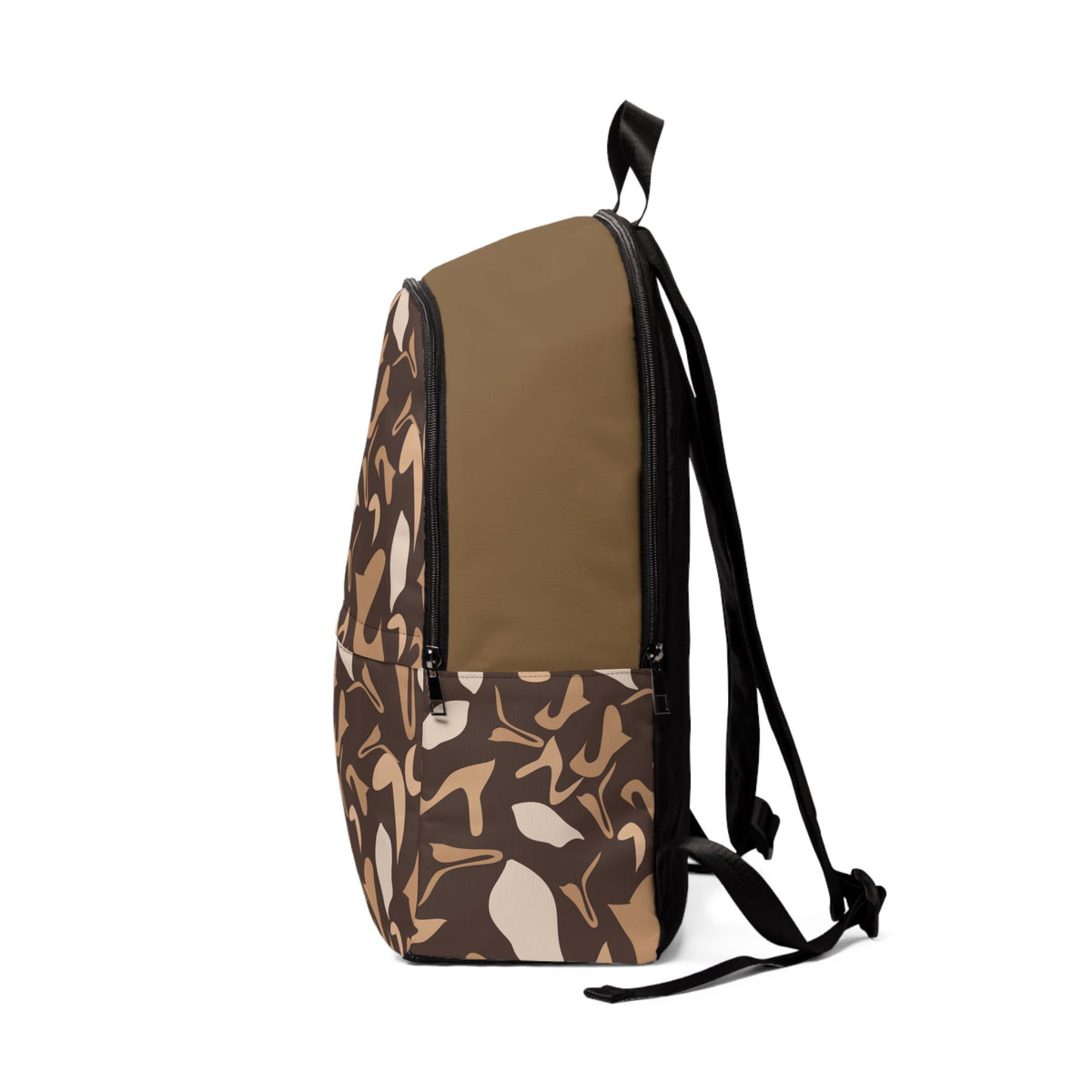 Brown Leaf Camo Backpack — Stylish Neutral Nature Print Bag