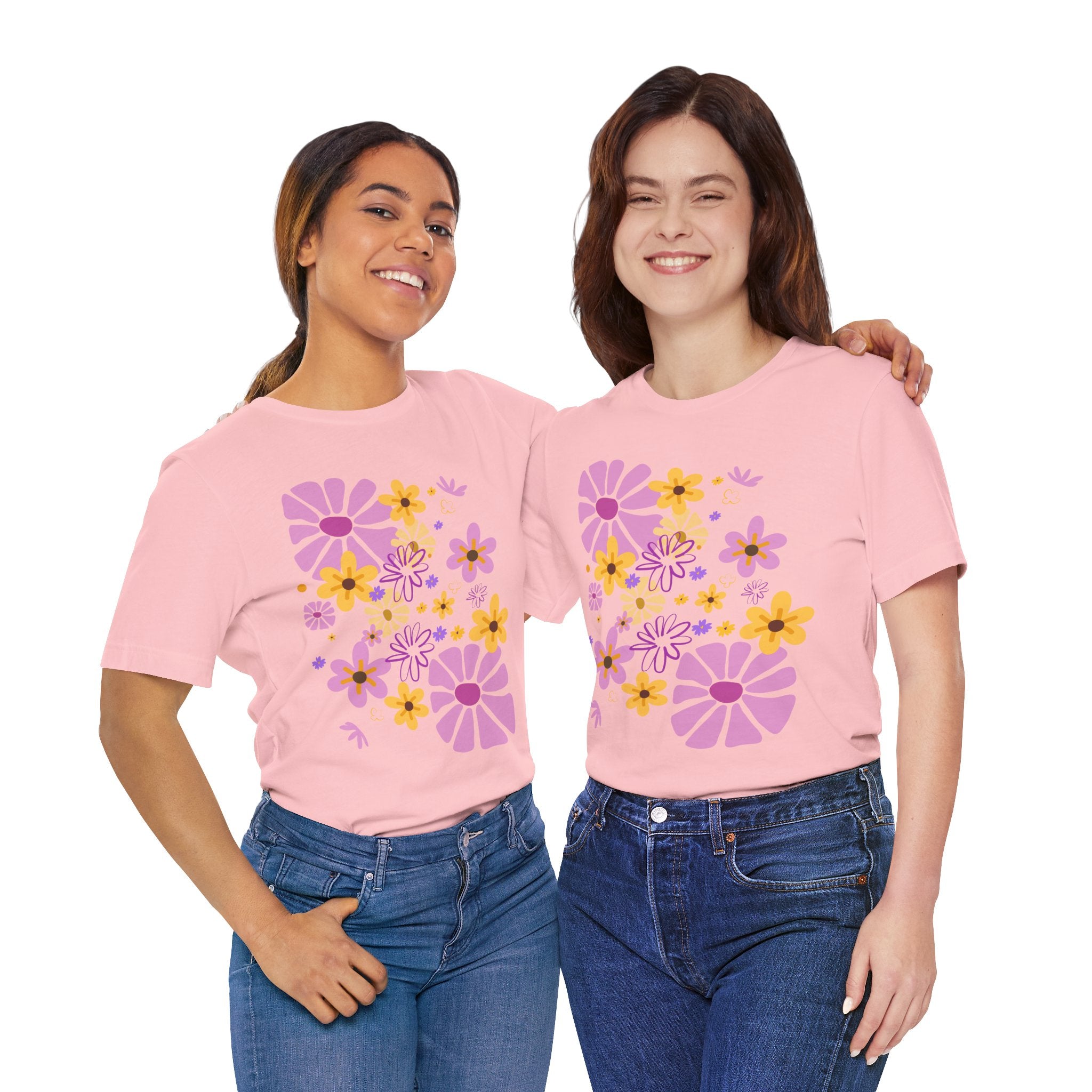 Comfortable T-shirt "Coeur Bloom" Flower Print