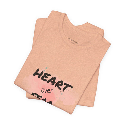 Heart Over Fear T‑Shirt — Inspirational Pink Watercolor Graphic Tee