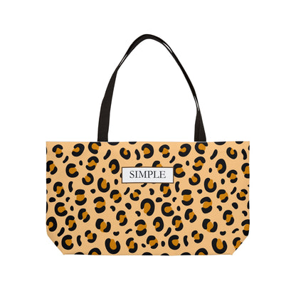 Leopard Print Weekender Tote Bag — "SIMPLE" Label Travel Beach Bag