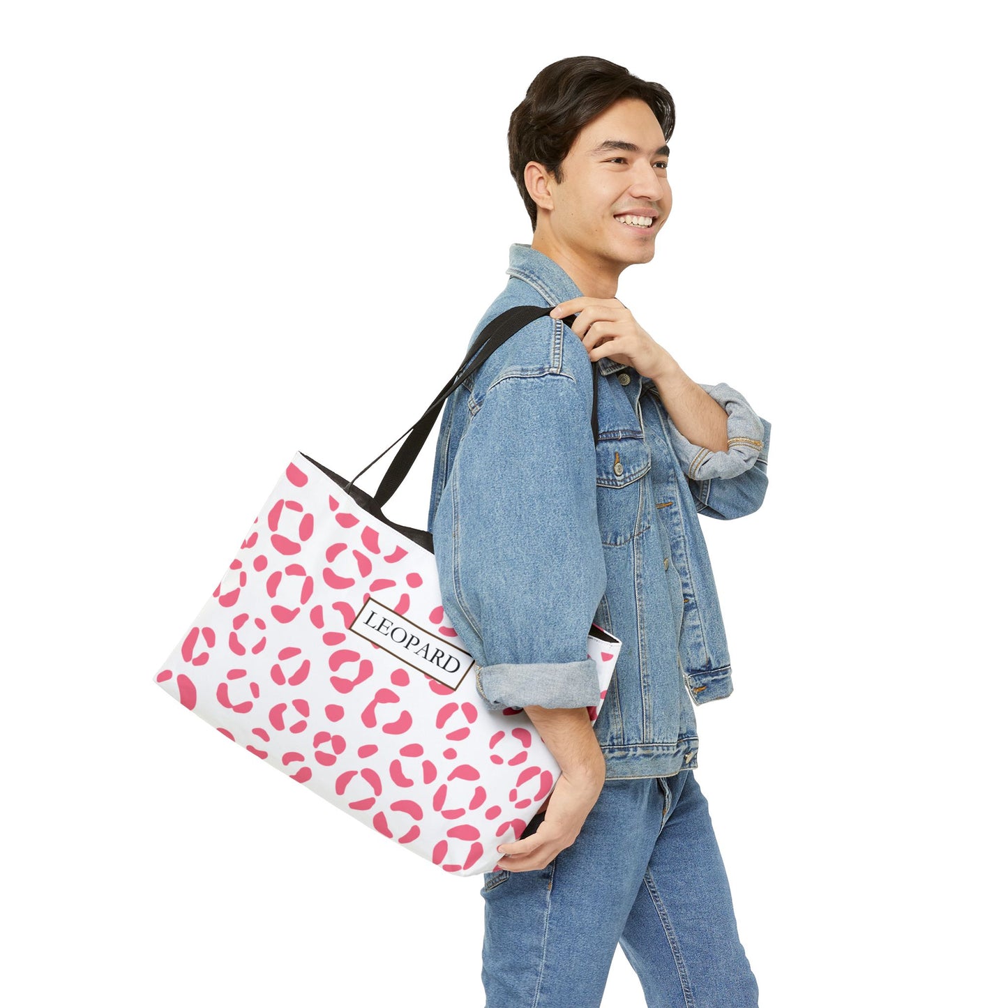 Pink Leopard Print Weekender Tote Bag — "LEOPARD" Pattern Travel Beach Bag