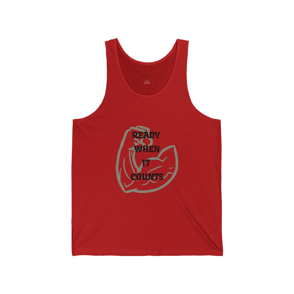 Fitness Tank Top — "Ready When It Counts" Muscle Arm Graphic