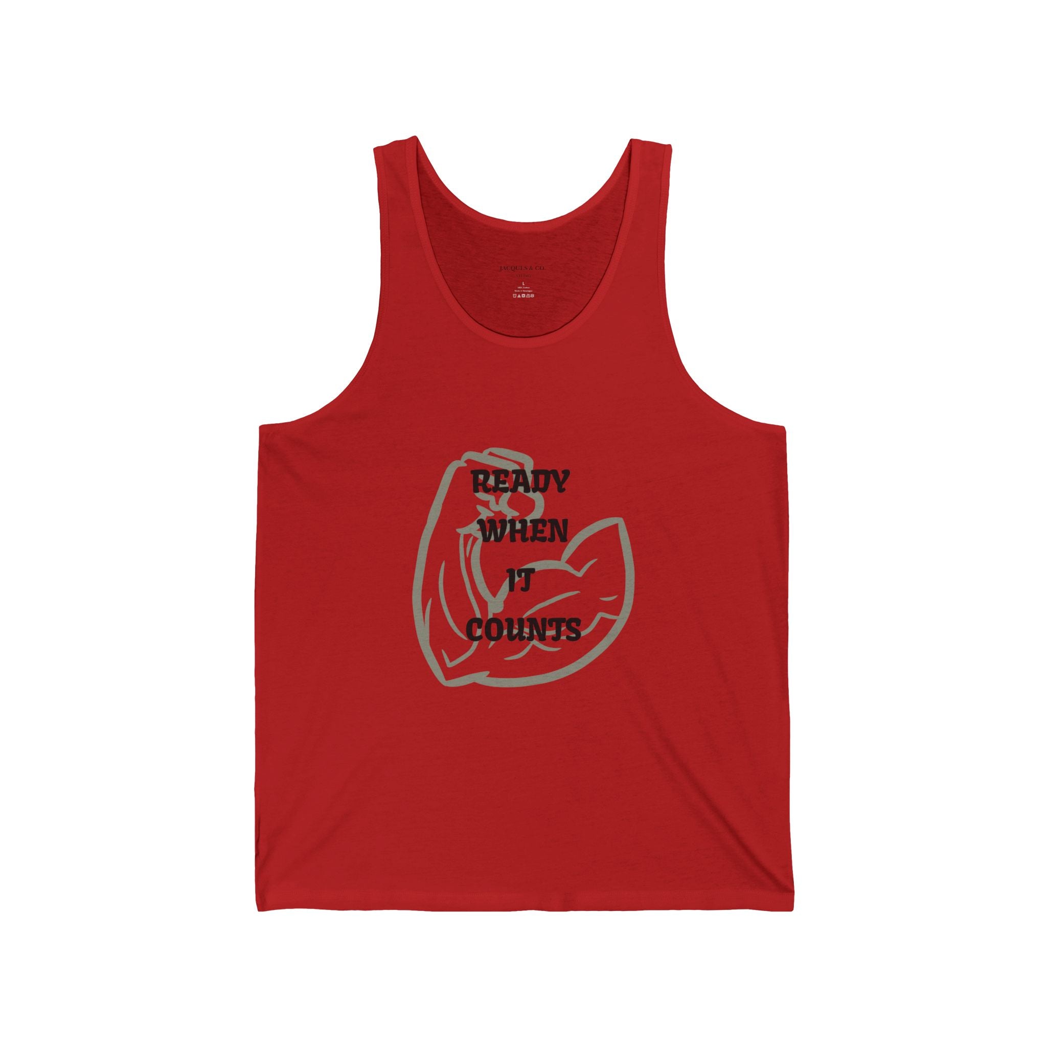 Fitness Tank Top — "Ready When It Counts" Muscle Arm Graphic