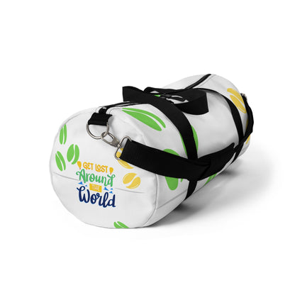 Coffee Bean Pattern Duffel Bag – Green & Yellow Travel Gym Bag