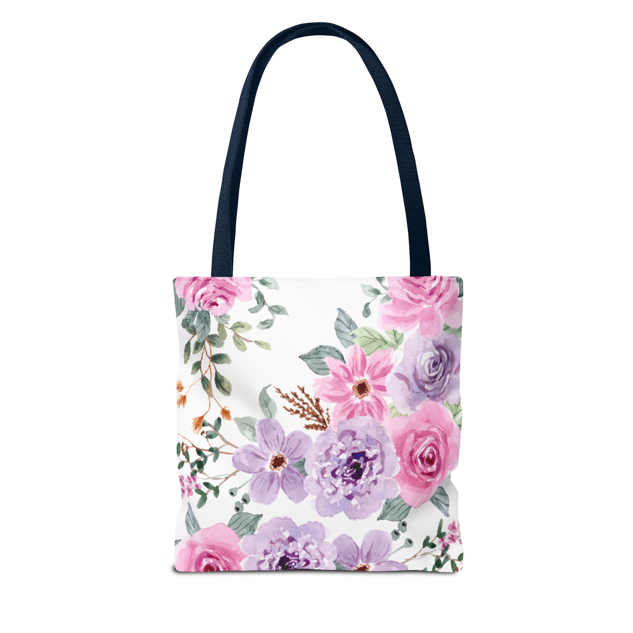 Floral Watercolor Tote Bag — Pink & Lavender Roses All-Over Print
