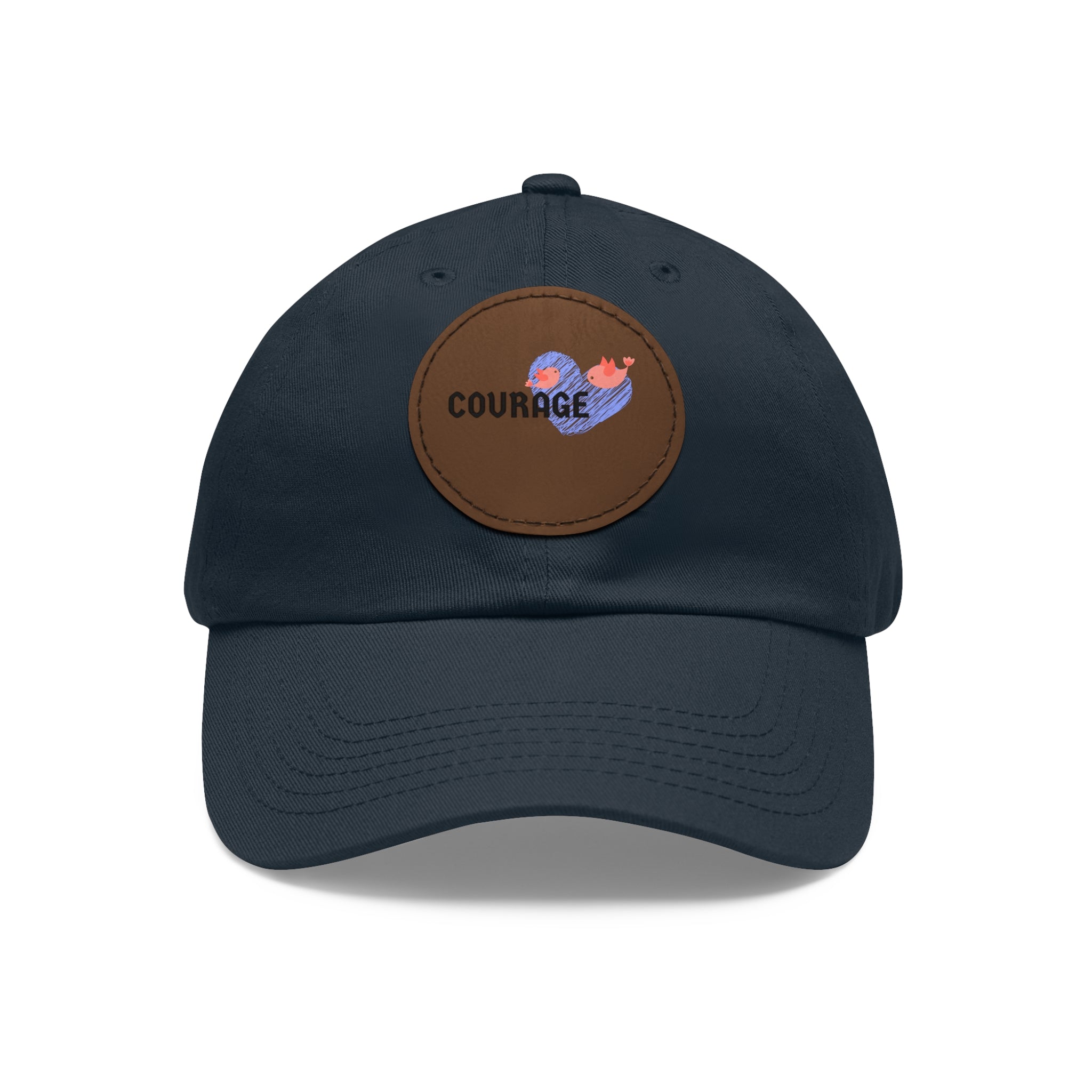 Courage Leather Patch Dad Hat — Inspirational Embroidered Whale Design