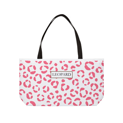 Pink Leopard Print Weekender Tote Bag — "LEOPARD" Pattern Travel Beach Bag