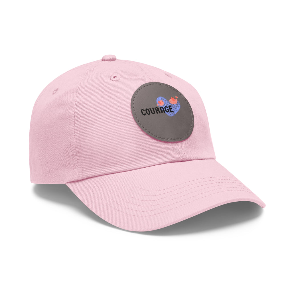 Courage Leather Patch Dad Hat — Inspirational Embroidered Whale Design