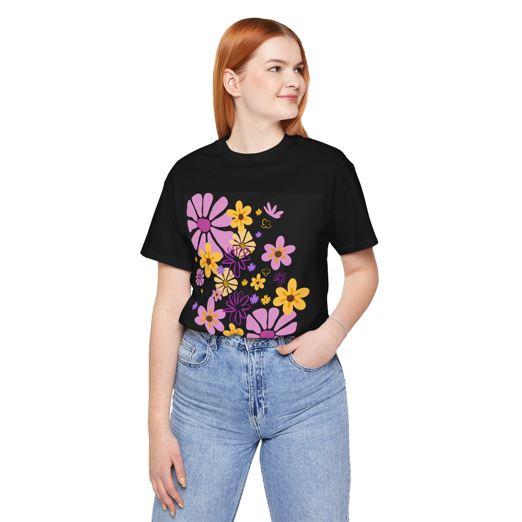 Comfortable T-shirt "Coeur Bloom" Flower Print