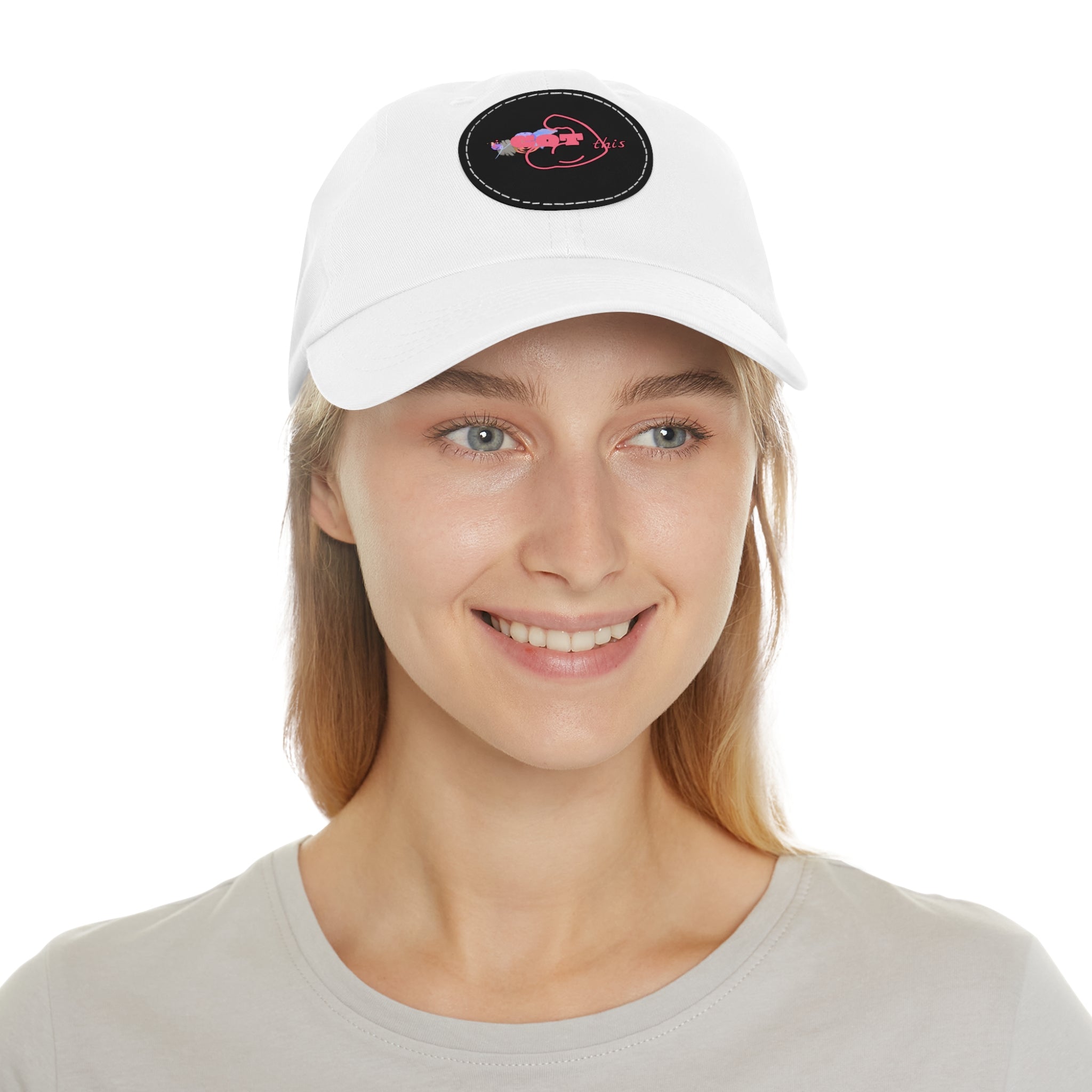 Embroidered Floral Mouse Leather Patch Dad Hat