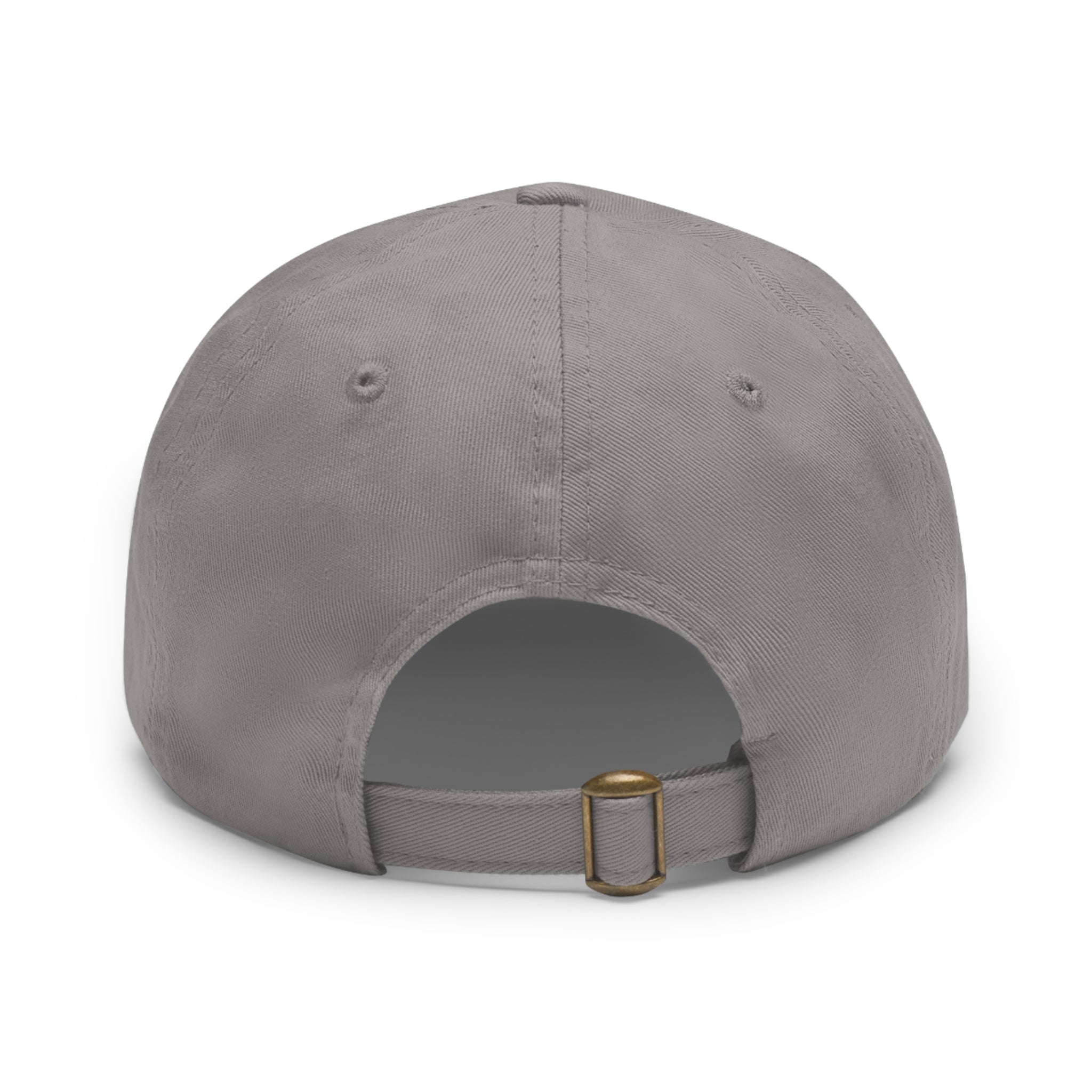White Dad Hat with Round Leather Patch - Blue Abstract Fish Design