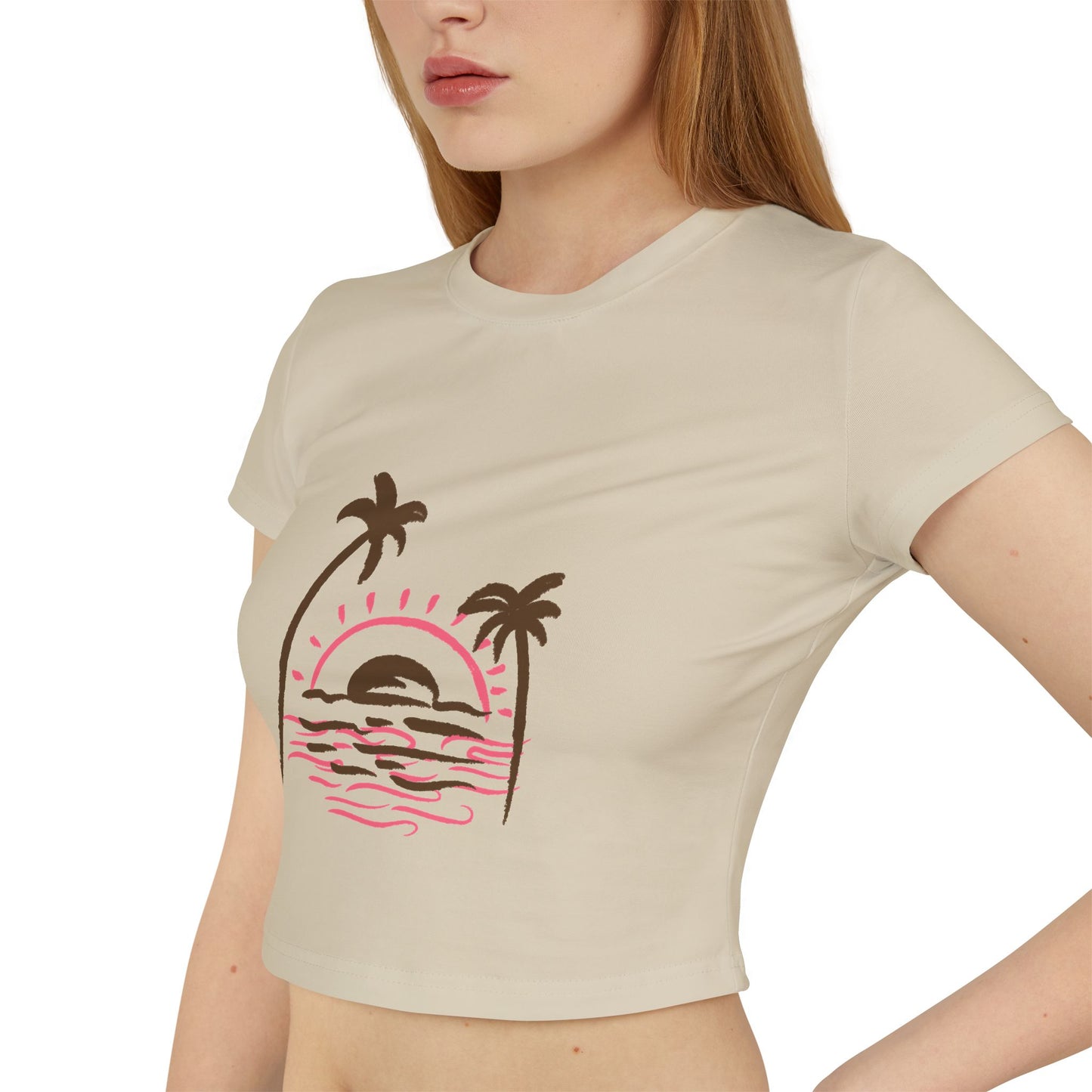 Sunset Palm Crop Tee — Women's Tropical Beach Graphic