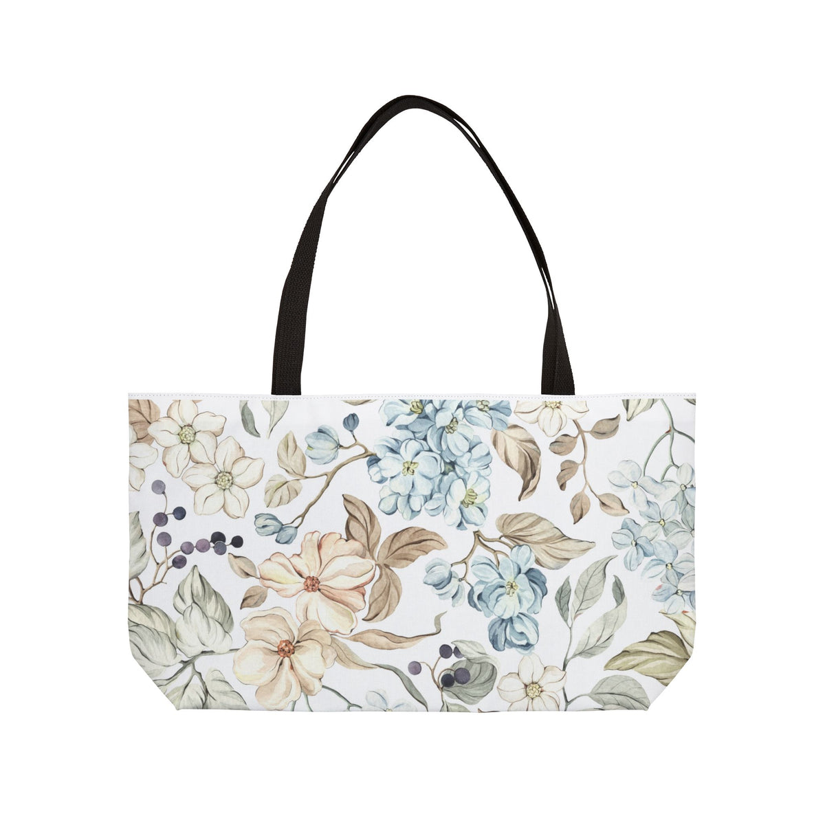 Floral Weekender Tote Bag — Watercolor Botanical Travel Bag