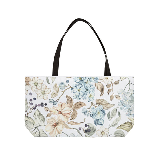 Floral Weekender Tote Bag — Watercolor Botanical Travel Bag