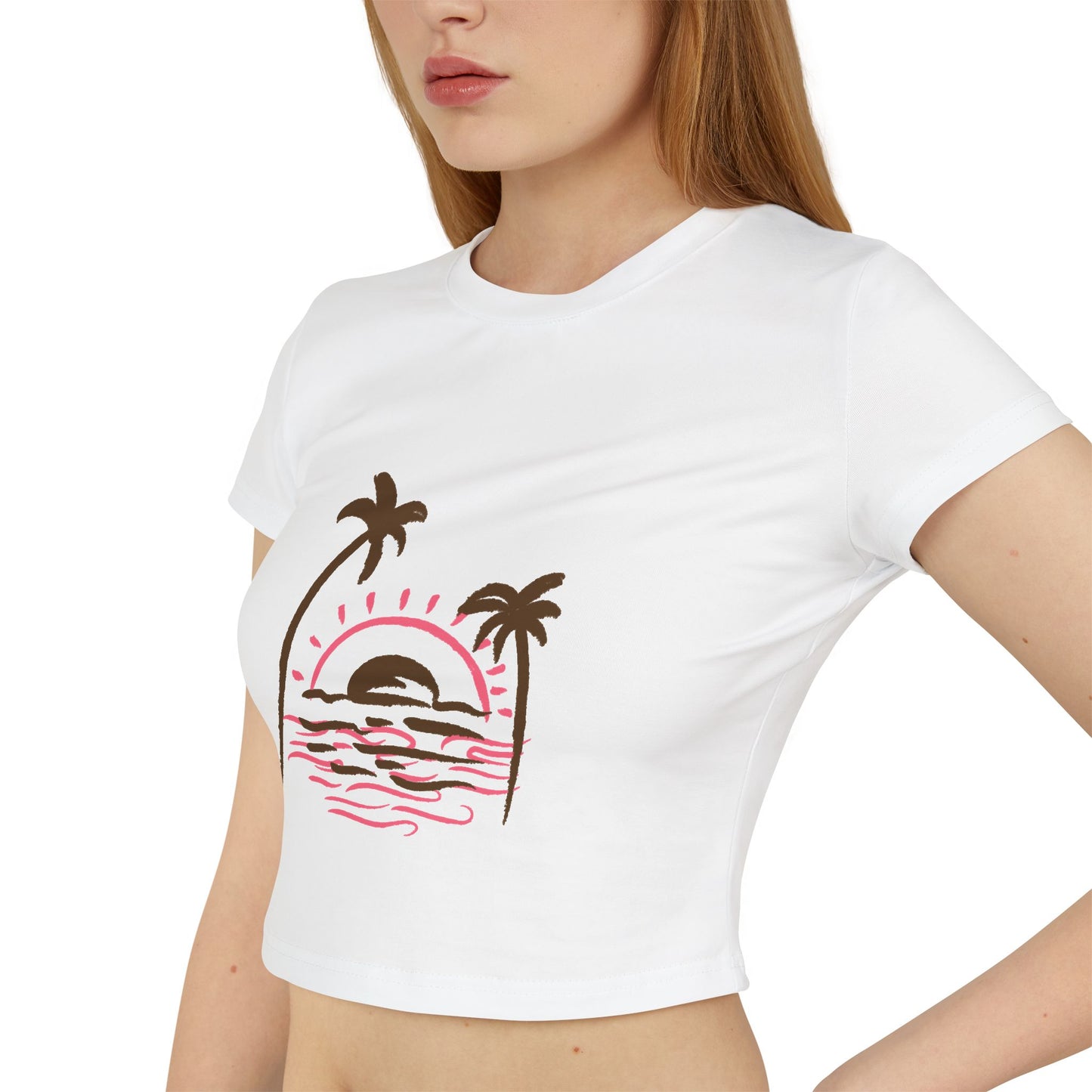 Sunset Palm Crop Tee — Women's Tropical Beach Graphic