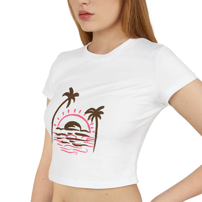 Sunset Palm Crop Tee — Women's Tropical Beach Graphic