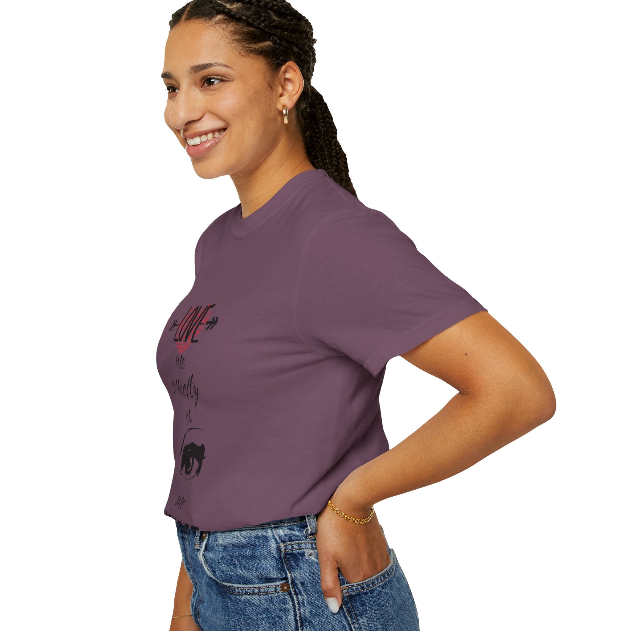 T-Shirt — "Love Me Correctly or Me Leave" Graphic Tee (Eye Illustration)