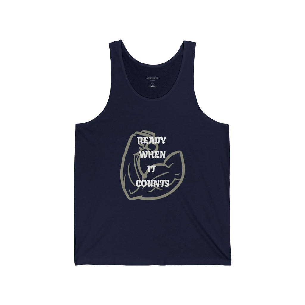 Fitness Tank Top — "Ready When It Counts" Muscle Arm Graphic