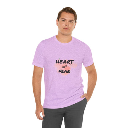 Heart Over Fear T‑Shirt — Inspirational Pink Watercolor Graphic Tee