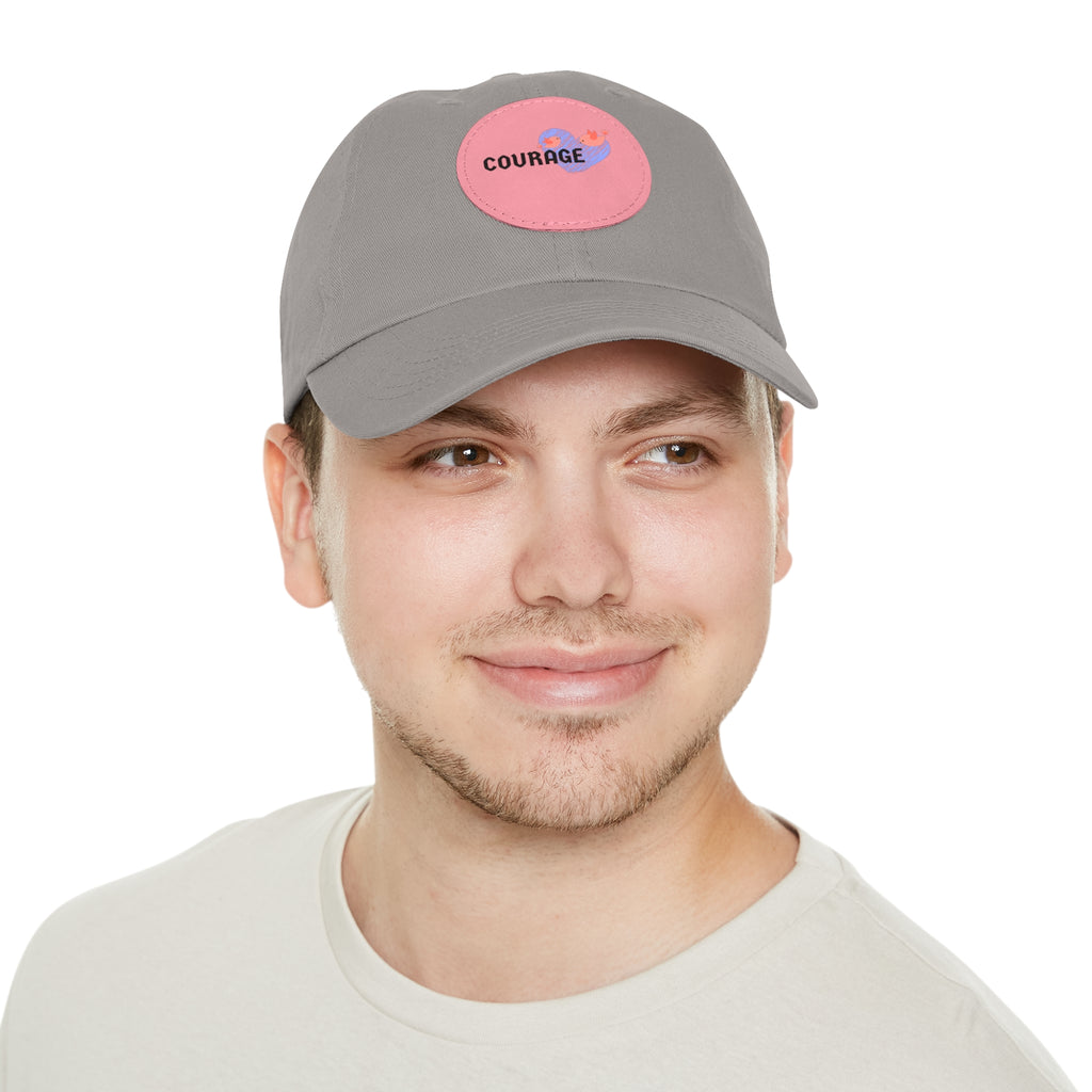 Courage Leather Patch Dad Hat — Inspirational Embroidered Whale Design