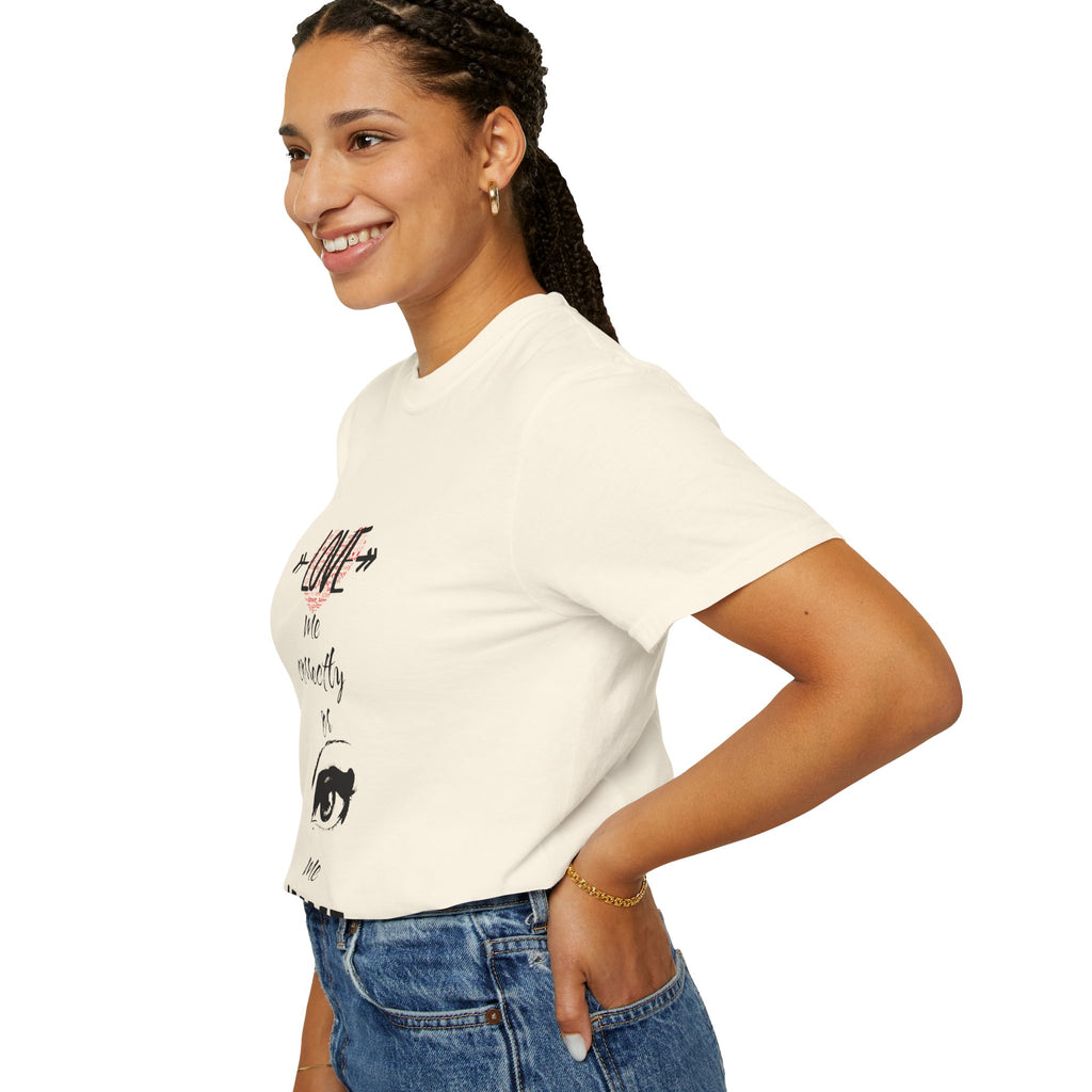 T-Shirt — "Love Me Correctly or Me Leave" Graphic Tee (Eye Illustration)
