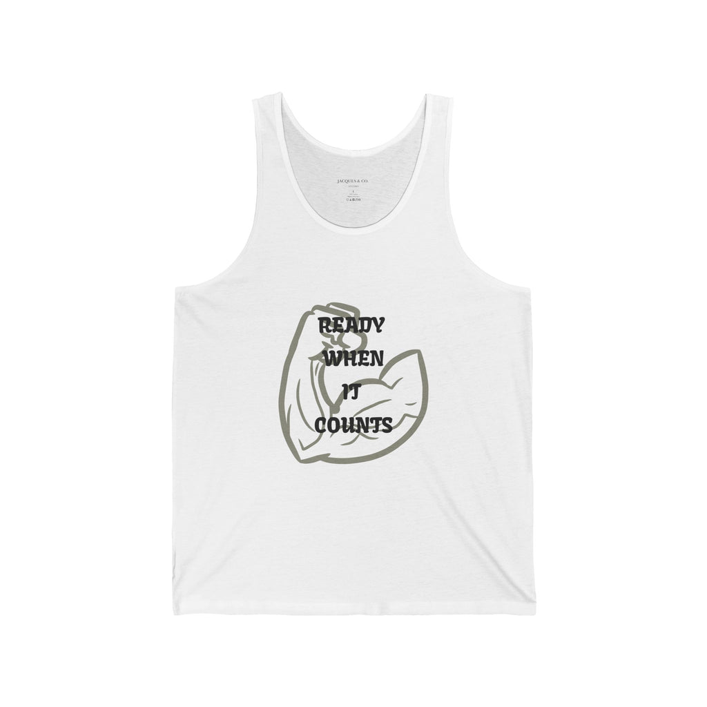 Fitness Tank Top — "Ready When It Counts" Muscle Arm Graphic