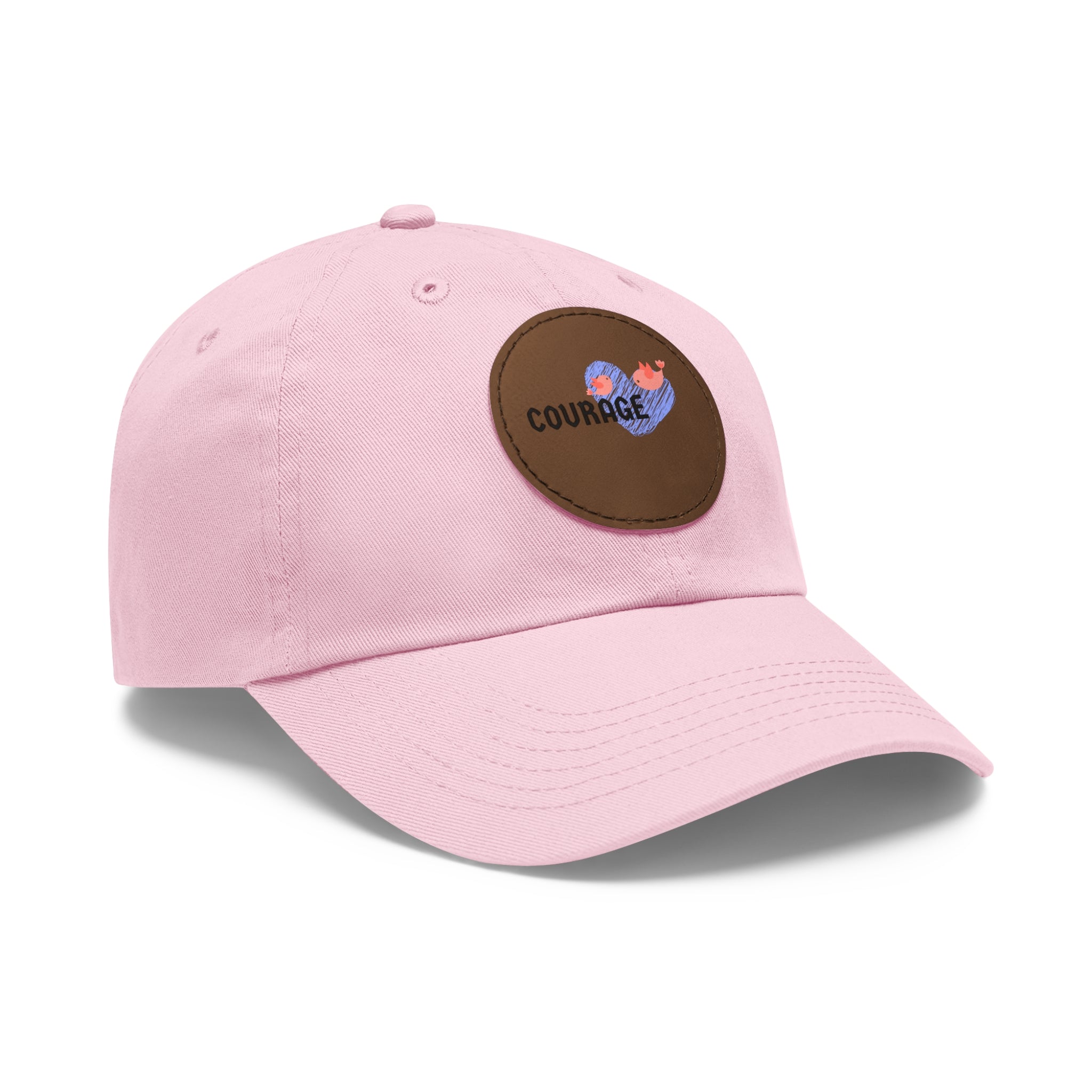 Courage Leather Patch Dad Hat — Inspirational Embroidered Whale Design