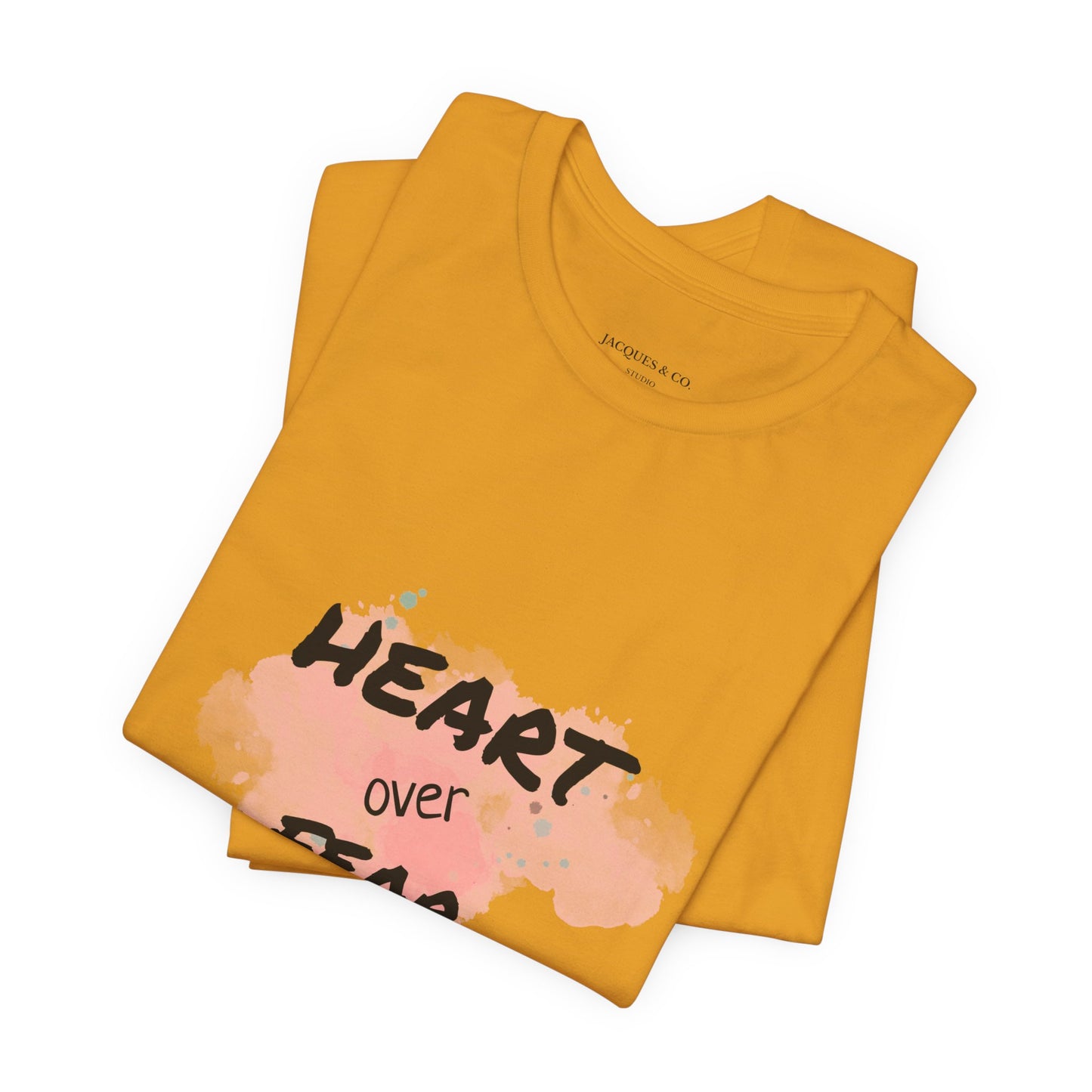 Heart Over Fear T‑Shirt — Inspirational Pink Watercolor Graphic Tee