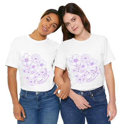 Floral "Coeur Bloom" Tee — Lavender Line Art Flower T-Shirt