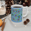 Blue Floral Ceramic Coffee Mug — Retro Daisy Pattern, 11oz & 15oz