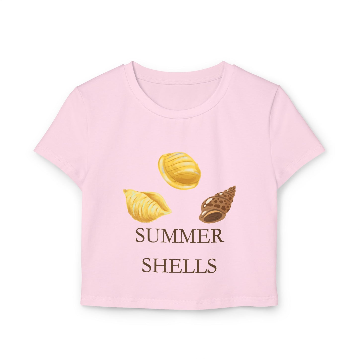 Summer Shells Women's Baby Tee — Beachy Seashell Graphic Crop Top
