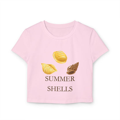 Summer Shells Women's Baby Tee — Beachy Seashell Graphic Crop Top