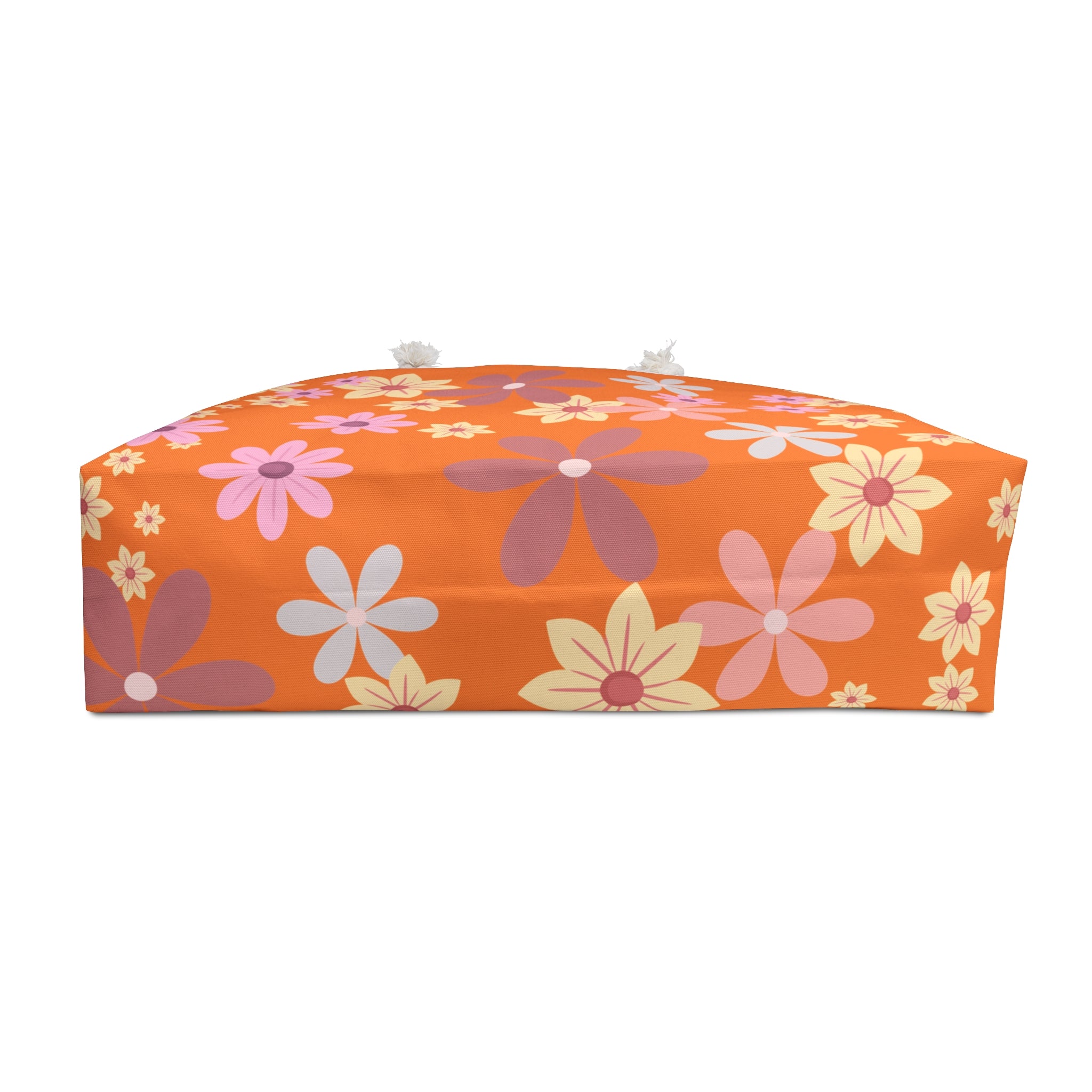 Retro Floral Weekender Bag — Orange Daisy Travel Tote