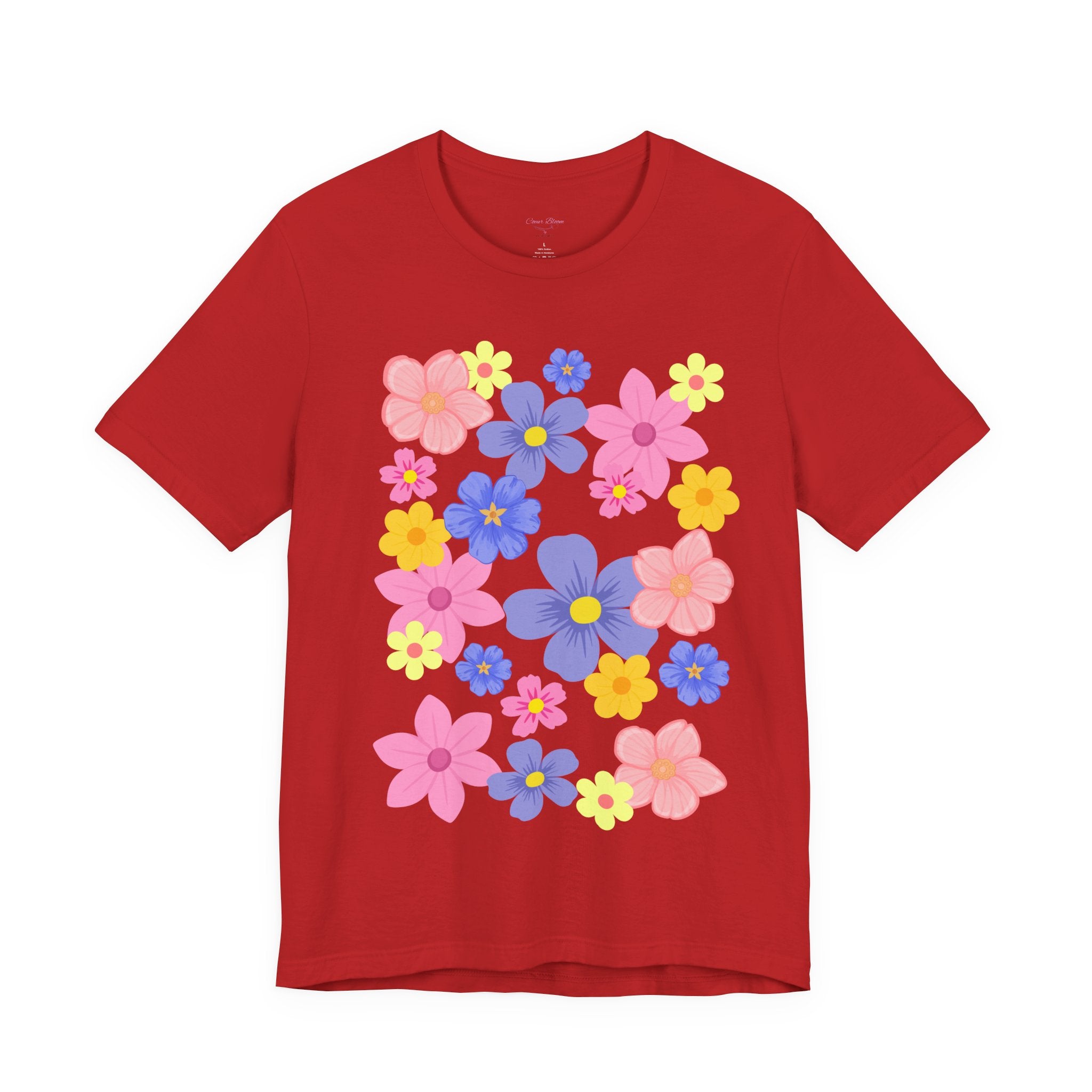 Floral Bouquet Graphic Tee — Pink & Purple Flower Pattern T-Shirt