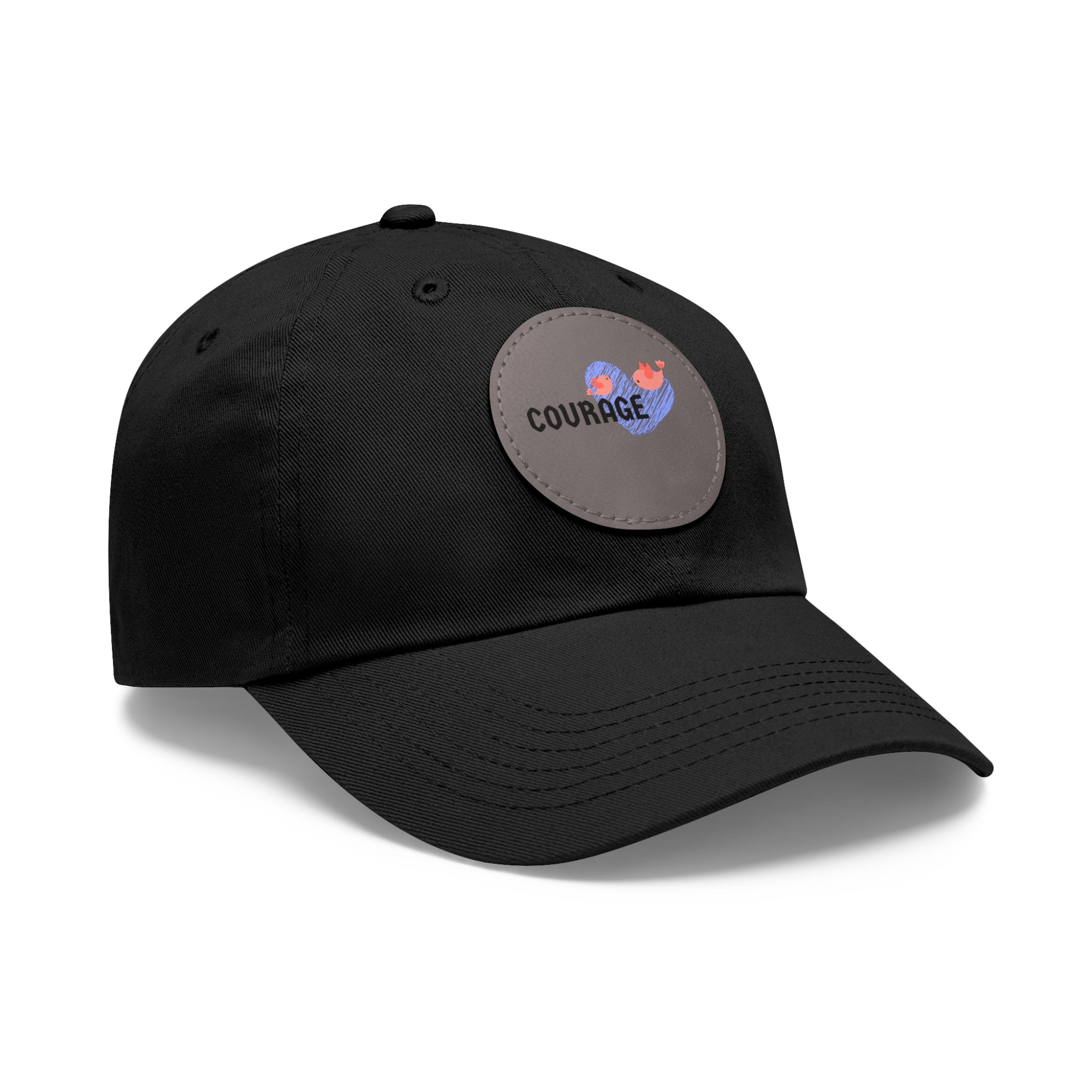 Courage Leather Patch Dad Hat — Inspirational Embroidered Whale Design