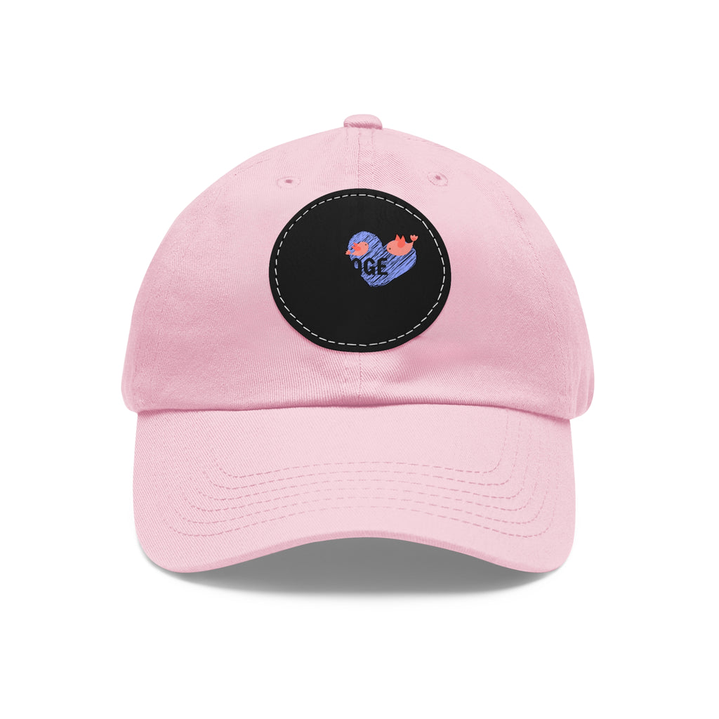 Courage Leather Patch Dad Hat — Inspirational Embroidered Whale Design
