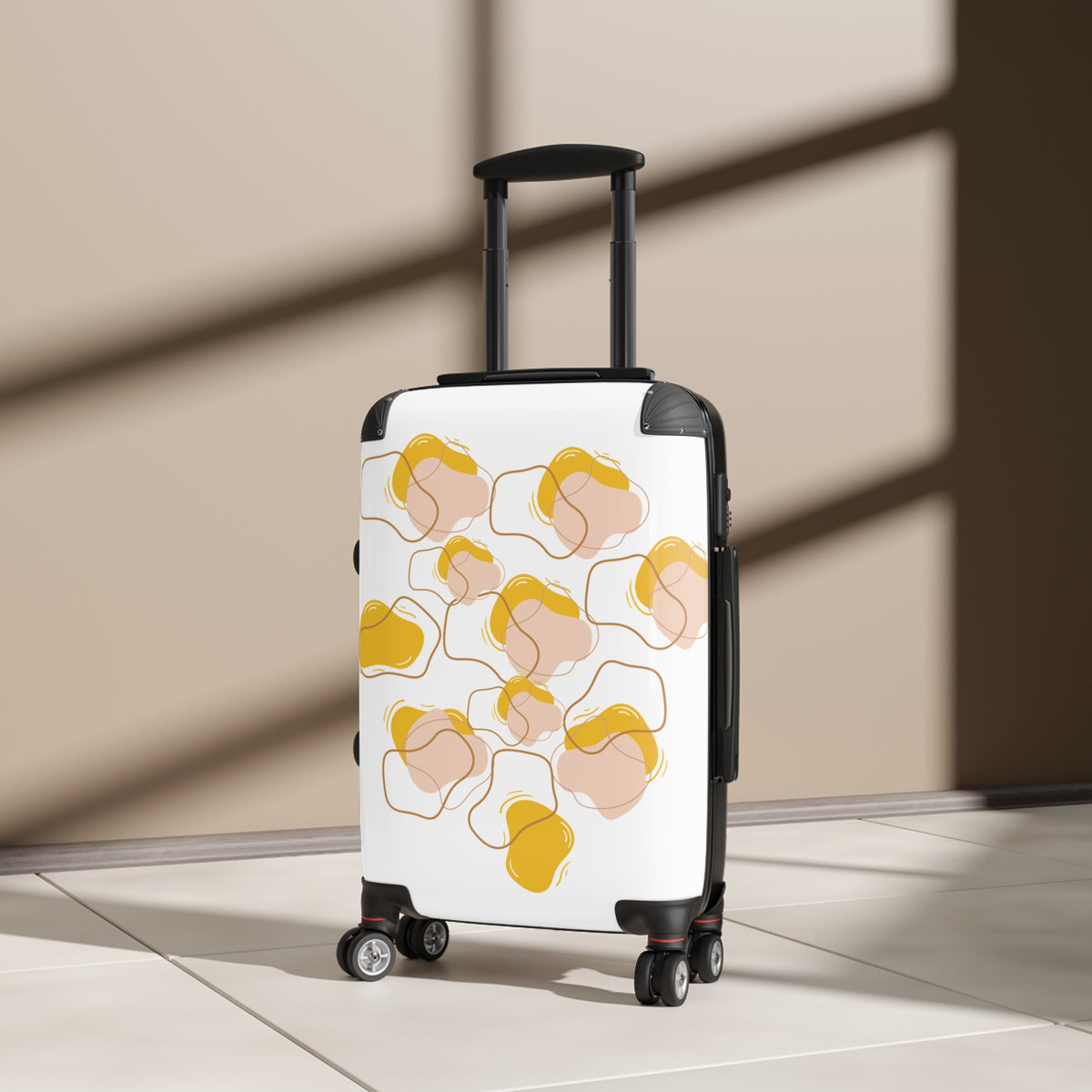 Abstract Yellow Floral Suitcase – Lightweight Carry-On Travel Luggage