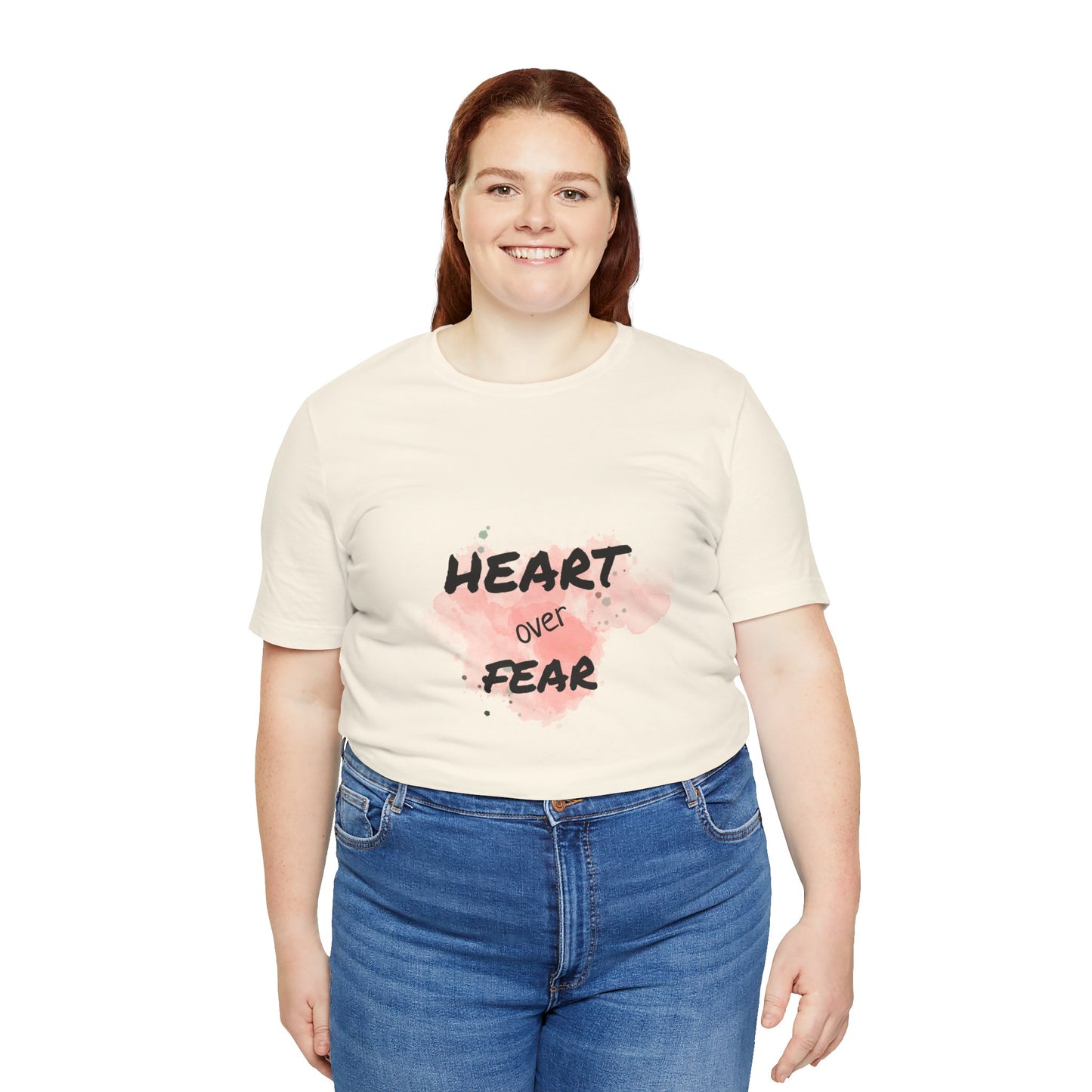Heart Over Fear T‑Shirt — Inspirational Pink Watercolor Graphic Tee